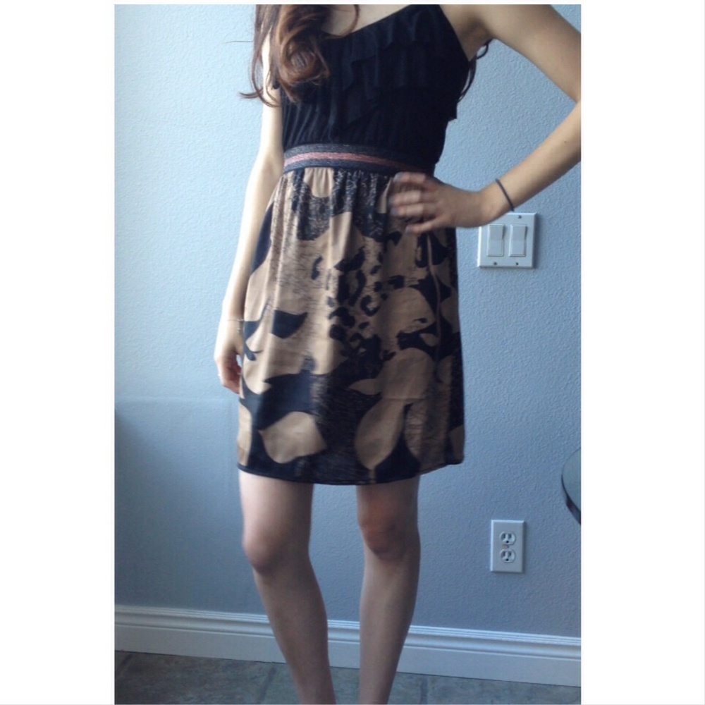 Black/brown floral print dress